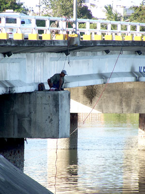 Fishing on bridge