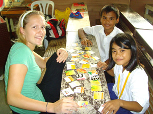 Susanne Hoy with her pupils