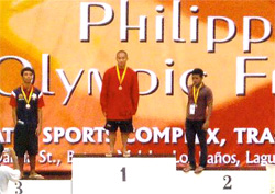 Kiefer Ticao sports his gold medal during the Philippine Olympics Festival
