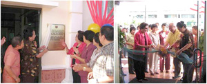 DSWD Secretary Esperanza I. Cabral during the unveiling and cutting of ribbon together with Undersecretaries Celia C. Yangco and Alicia R. Bala, Assistant Secretary Ruel G. Lucentales, OIC Regional Director Teresita S. Rosales, Governor Felipe Hilan Nava and Governor Salvacion Z. Perez of the Province of Guimaras and Antique, respectively.