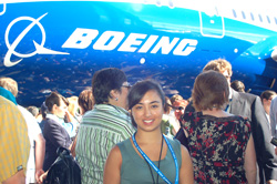 With the Boeing plane at the background
