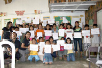 The kids with their artworks