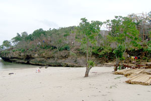 Concrete villas are being built on top of the hill fronting the beach