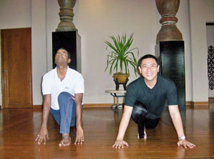 Atho with Netish, a yoga master from India