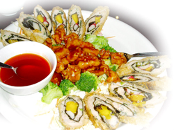 Seamoss Roll and Sliced Chicken