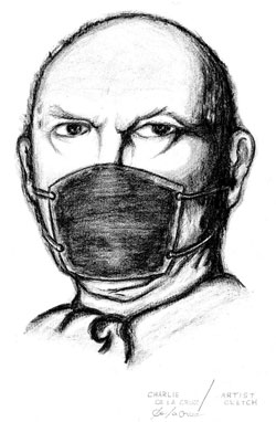 An artist's sketch of the fake doctor conducting cosmetic surgeries