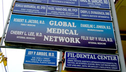 The billboard of Global Medical Network bearing its Tricareaccredited doctors.