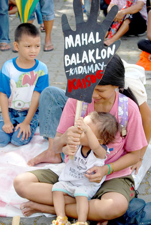 members of cause-oriented groups continue to bring to the rallies their innocent children