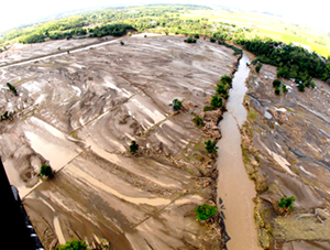 Aerial view of a swollen river passing Brgy. Tiring, Cabatuan, June 23, 2008.