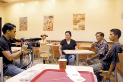 Manong Doming is being interviewed by Tatak Ilonggo's Alex Carlo Magno and the writer.