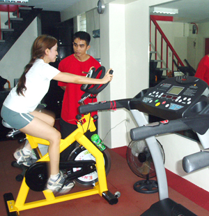 Tintin on the stationary bike