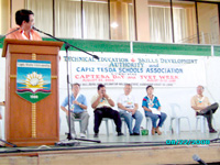 Capiz Governor Victor Tanco, delivers his message.