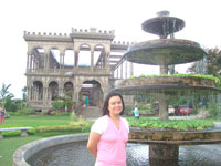 The water fountain and the mansion.