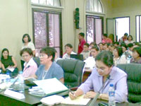 Bureau of Internal Revenue Regional Director Rodita Galanto (l-r, sitting, center) with Atty. Aynie Mandajoyan, Assistant Regional Director (1st) and Atty. Nennette Epon, BIR Legal officer during the Committee hearing at the Sangguniang Panlalawigan yesterday. 