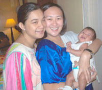 Leila Javellana and Princess Uy with baby Bob.