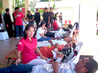 PNRC personnel conduct the blood letting.