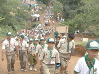 The boy scouts in one of their hiking activities.