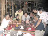 Some members of the PPP Aklan while listening to the message of PPP National President Jerry Carual via phone during the reorga.