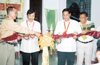 The cutting of the ceremonial ribbon with Leo Padilla, Dr. Luis Sorolla, Board Member Arthur Defensor Jr and former INHS Principal Mario Celo.