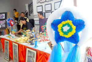 This beautiful lantern and other items displayed on the table are the handiworks of prisoners.