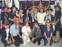 The mall administration employees in costume