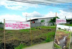 Residents of Brgy. Guihaman, Leganes have placed streamers outside the “bihon” and candy factory of Eon Philippines Industries complaining about the foul odor and noise pollution caused by the factory. 