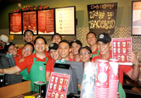 Starbucks crew on opening night.