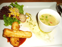 Appetizer and soup platter.