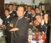 Chef Miner with his kitchen staff at Amalfi.