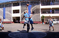 A jump-ball signals the start of the friendship game.