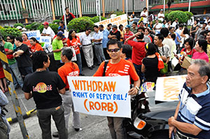 Mediamen in Bacolod City led by the Negros Press Club gather at the Fountain of Justice in front of the Bacolod City Hall