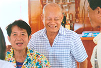 All smiles on his 78th birthday Leopoldo Primero with wife Vicky.