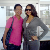 The writer with Priscilla Meirelles.