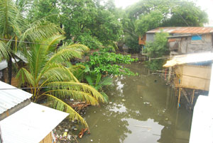 These houses along Dungon creek will be removed as part of clearing operations for the Iloilo Flood Control Project.