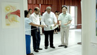 WVSU VPAA Dr. Ramon Zarceno, Bishop Gerry Alminasa, and (extreme left) Joy Guiloreza.