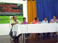 The panel of reactors led by Dr. Calizto Bacanto of CapSU-Pontevedra, Capiz.