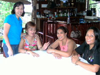 The writer with Dolly Buday, Chat Parreno and Sally Gadong.