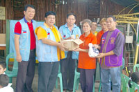 The turnover of medicines to the barangay officials of Kaingin, La Paz.