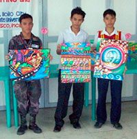 Winners of the Iloilo River Week 2009 On-the-Spot Poster-Slogan Painting Contest (High School Category): 1st Place – Leo L. Sanchez, Iloilo City National High School (center); 2nd Place – Noel Elicana, La Paz National High School; 3rd Place – Iian Jhon M. Rivera, Mandurriao National High School.