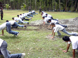 Candidate Soldiers undergo a Reception of Physical Exercises to orient them in their Military Training prior to taking their oath of service.