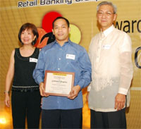Mary Jen L. Paggabao Transactional Banking Head, Mario Ferdinand H. Pamplona Service Head of the Year, and Eugenio G. Fernando Jr. Cluster DHead