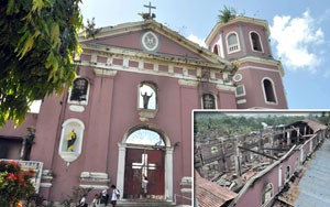 The facade of the century old Nuestra Sra. Delas Neires Catholic church in Dumarao, Capiz