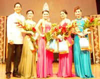 Host Paolo Bediones with 3rd runner up Monica Coscolluela, Miss Silka Phils Kristel Empeno, 1st runner up Angelie Joy Golinggay and 2nd runner-up Joanne Galenzoga.
