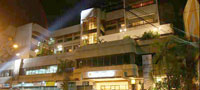 Amigo Terrace Hotel at night.