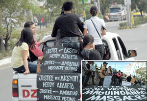Journalists, lawyers, and militant groups in Iloilo City join the Global Day of Action caravan