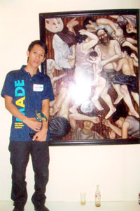 Leoniel Cerbas and his winning piece 'Pugad'.