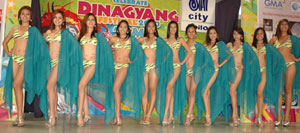 Eleven candidates of Miss Dinagyang 2010, in their swimwear, were presented to the public at SM City Iloilo recently.