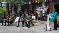 Major General Josue Solo Gaverza Jr. (third from left), vice commander of the Philippine Army and Major General Vicente Porto (fourth from left), commander of the 3rd Infantry Division were welcomed by Heide Foulc, Basic Education director of the University of Iloilo–PHINMA Education Network.