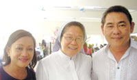 Birthday celebrator Sarah Peña with Sr. Claire Cecilia Salvani R.A. and Judgee Peña.