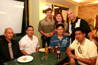 Seated are Col. Vicente Armada, John Ace Azarcon, Winston Palma and Arnold Galera. Standing are Eli & Khoie Haresco and Ador Apuan, owners of Caper Berry.